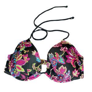 Victoria’s Secret bikini top, black, floral, 34D